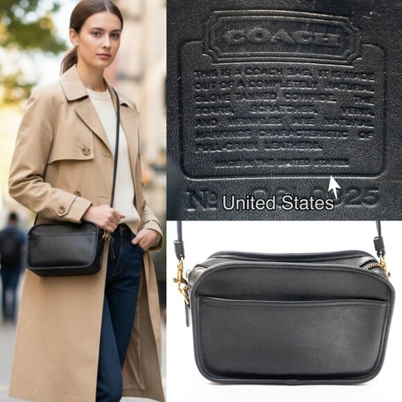 COACH USA Vintage Camerabag Crossbody Black - Made in United States - Picture 2 of 13